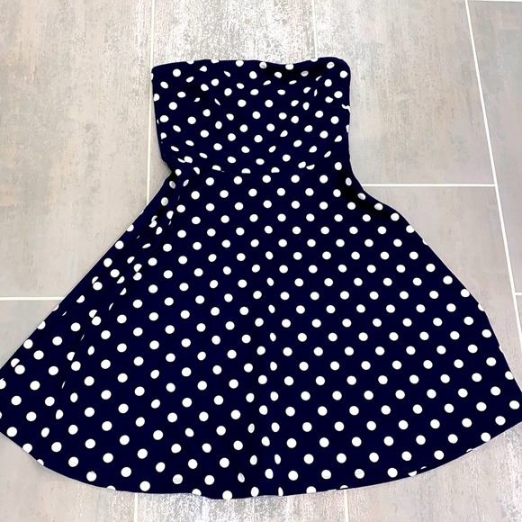 The Limited - Navy & White Polka Dot A Line Dress - Picture 2 of 6